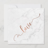 Elegant Koperen Script w / Wit Marmer | Bruiloft Kaart (Achterkant)
