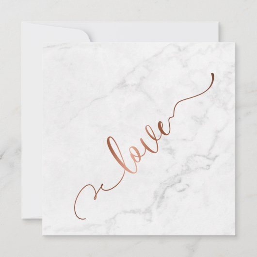 Elegant Koperen Script w / Wit Marmer | Bruiloft Kaart (Achterkant)
