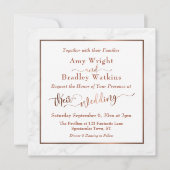 Elegant Koperen Script w / Wit Marmer | Bruiloft Kaart (Voorkant)