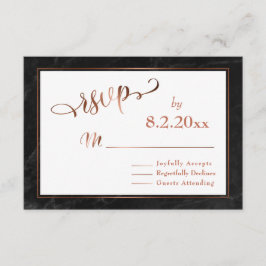 Elegant Koperen Script w / Zwart Marmer Bruiloft R RSVP Kaartje