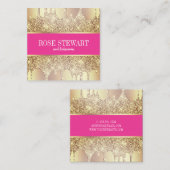 Elegant kopergoud glitter druppelt nagels vierkante visitekaartje (Voorkant / Achterkant)
