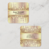 Elegant kopergoud glitter druppelt nagels vierkante visitekaartje (Voorkant / Achterkant)