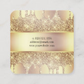 Elegant kopergoud glitter druppelt nagels vierkante visitekaartje (Achterkant)