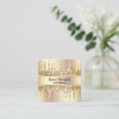 Elegant kopergoud glitter druppelt nagels vierkante visitekaartje (Staand voorkant)
