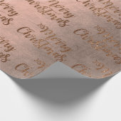 Elegant kopergoud roos Merry Chtistmas patroon Cadeaupapier (Hoek)