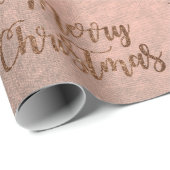 Elegant kopergoud roos Merry Chtistmas patroon Cadeaupapier (Rol Hoek)