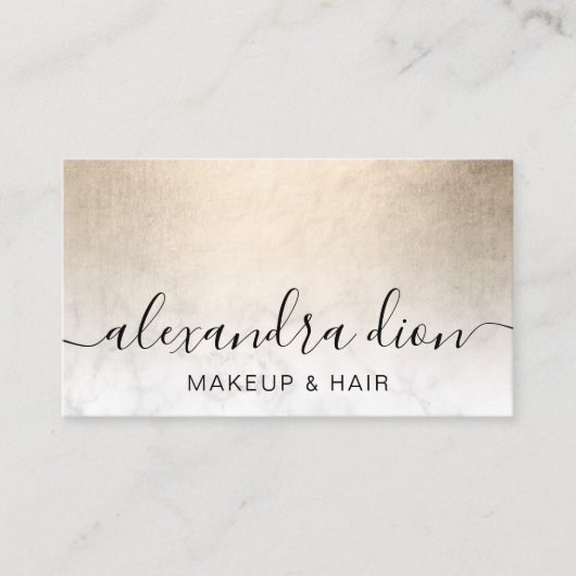 Elegant kopergoud witte marmer make-up & haar visitekaartje (Voorkant)