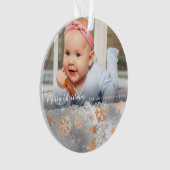 Elegant kopergoud zilveren sneeuwvlokken, aangepas ornament (voorkant)