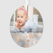 Elegant kopergoud zilveren sneeuwvlokken, aangepas ornament (voorkant)