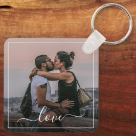 Elegant koppel foto met eenvoudige liefdescitaat t sleutelhanger