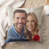 Elegant Koppel Foto Met Eigen Naam Roos Cadeaus Kussen (Deken)