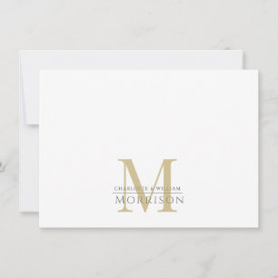 Elegant Koppel Gouden Zwarte Monogram Logo Notitiekaartje