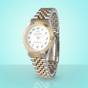 Elegant Koppel Monogram Betrokken Verloving Horloge