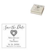 Elegant Koppels Bruiloft Hart Save the Date Rubberstempel (Gestempeld)