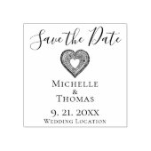 Elegant Koppels Bruiloft Hart Save the Date Rubberstempel (Afrduk)