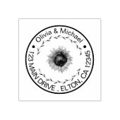 Elegant Koppels Script Bruiloft Adres Zonnebloem Rubberstempel (Afrduk)