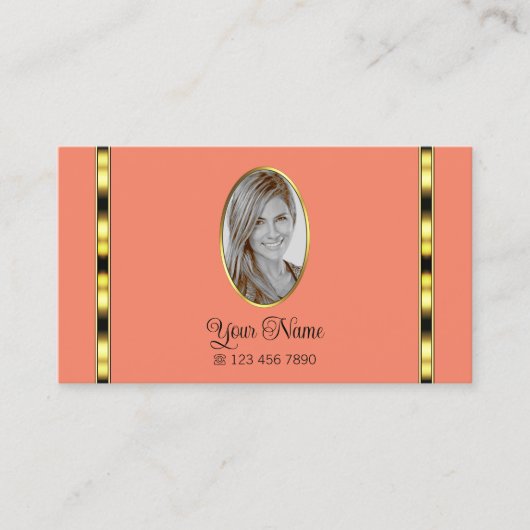 Elegant koraal Beige Chic met Photo Professional Visitekaartje (Voorkant)