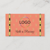 Elegant koraal beige met Logo Patterned Letters Visitekaartje (Voorkant)