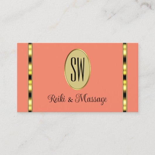 Elegant koraal Beige met Monogram Professional Visitekaartje (Voorkant)