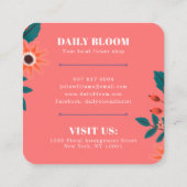 Elegant koraal blauw floral boho flower bouquet vierkante visitekaartje (Achterkant)