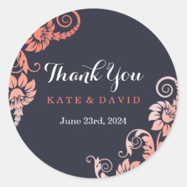 Elegant Koraal en Blauw Dank u Stickers