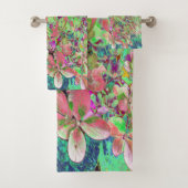 Elegant Koraal en Chartreuse Limelight Hydrangea Bad Handdoek (Insitu)