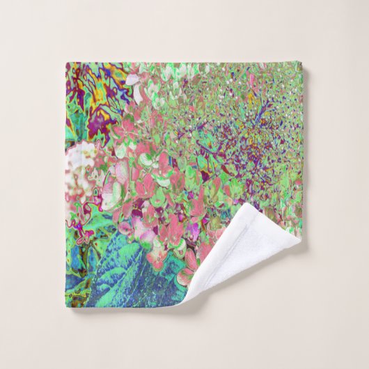Elegant Koraal en Chartreuse Limelight Hydrangea Bad Handdoek (Wasdoekje)
