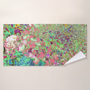 Elegant Koraal en Chartreuse Limelight Hydrangea Bad Handdoek