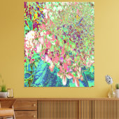 Elegant Koraal en Chartreuse Limelight Hydrangea Canvas Afdruk (Insitu (Woonkamer))
