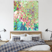 Elegant Koraal en Chartreuse Limelight Hydrangea Canvas Afdruk (Insitu (Slaapkamer))
