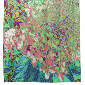 Elegant Koraal en Chartreuse Limelight Hydrangea Douchegordijn (Voorkant)