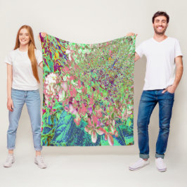 Elegant Koraal en Chartreuse Limelight Hydrangea Fleece Deken