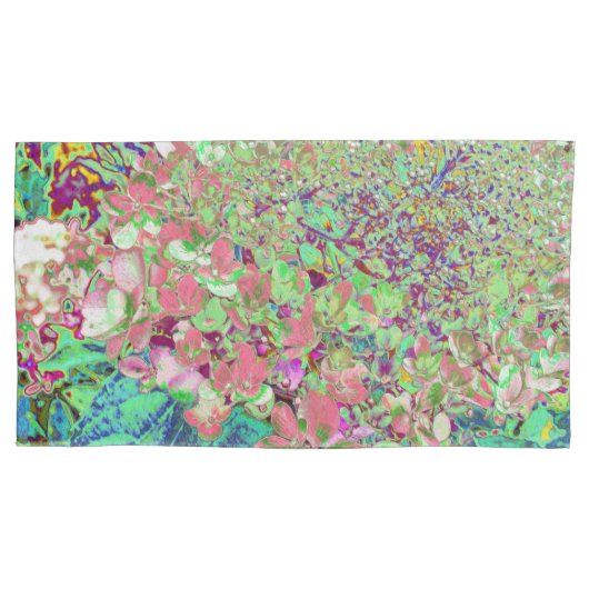 Elegant Koraal en Chartreuse Limelight Hydrangea Kussensloop (Voorkant-Links)