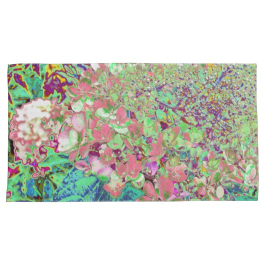 Elegant Koraal en Chartreuse Limelight Hydrangea Kussensloop (Voorkant-Rechts)