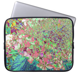 Elegant Koraal en Chartreuse Limelight Hydrangea Laptop Sleeve