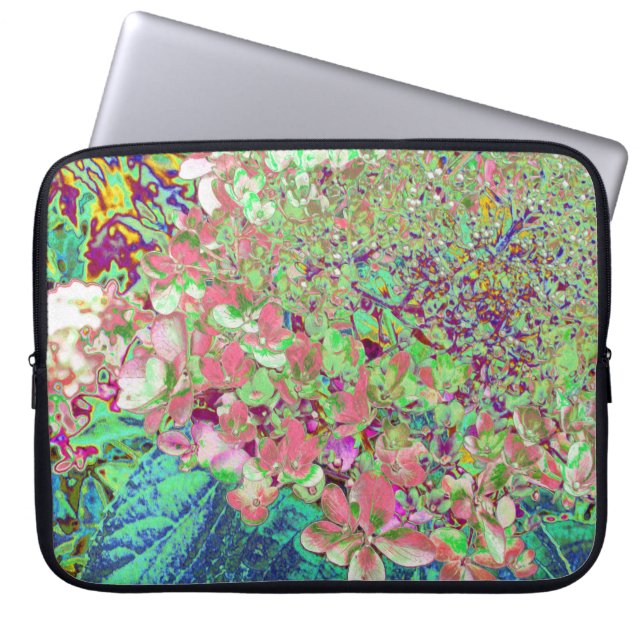 Elegant Koraal en Chartreuse Limelight Hydrangea Laptop Sleeve (Voorkant)