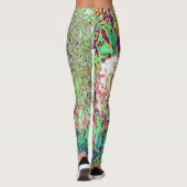 Elegant Koraal en Chartreuse Limelight Hydrangea Leggings (Achterkant)
