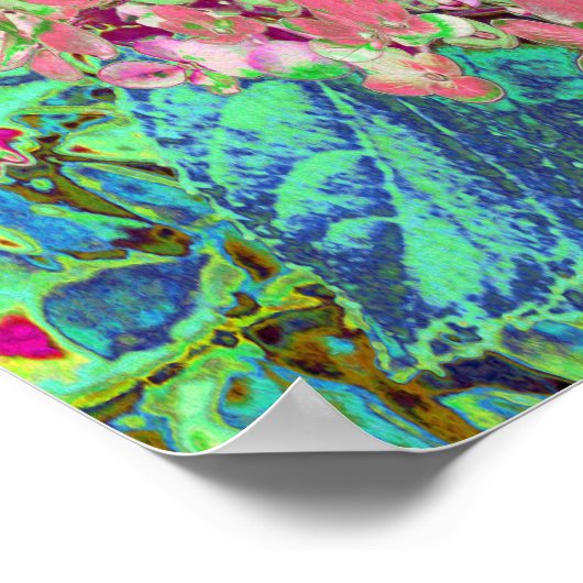 Elegant Koraal en Chartreuse Limelight Hydrangea Poster (Hoek)