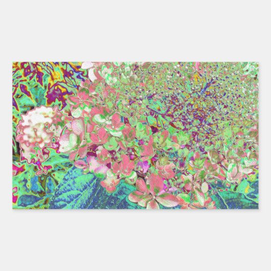 Elegant Koraal en Chartreuse Limelight Hydrangea Rechthoekige Sticker (Voorkant)