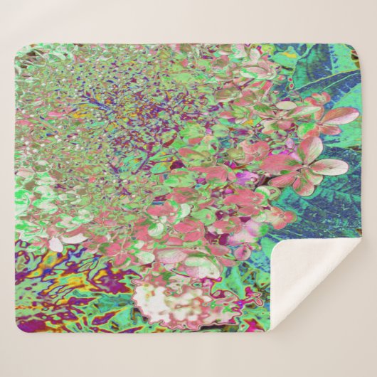 Elegant Koraal en Chartreuse Limelight Hydrangea Sherpa Deken (Voorkant (horizontaal))