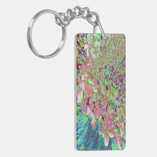 Elegant Koraal en Chartreuse Limelight Hydrangea Sleutelhanger (Voorkant Links)