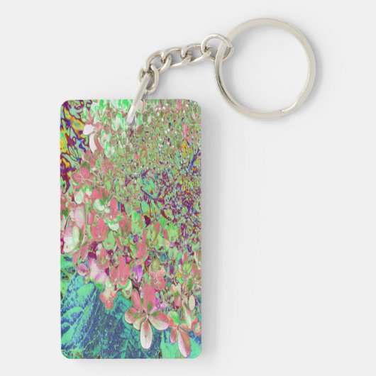 Elegant Koraal en Chartreuse Limelight Hydrangea Sleutelhanger (achterkant)
