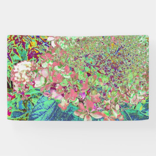 Elegant Koraal en Chartreuse Limelight Hydrangea Spandoek (Horizontaal)