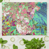 Elegant Koraal en Chartreuse Limelight Hydrangea Theedoek (Gevouwen)