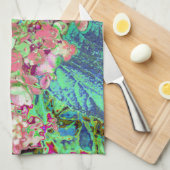 Elegant Koraal en Chartreuse Limelight Hydrangea Theedoek (Quarter Fold)