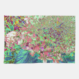 Elegant Koraal en Chartreuse Limelight Hydrangea Theedoek