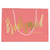 Elegant koraal en goudbruidsmeisje groot cadeauzakje (Achterkant)