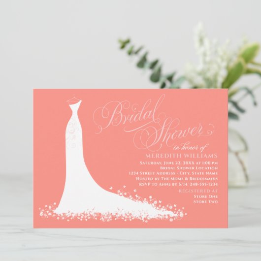 Elegant koraal en roze bruiloft Vrijgezellenfeest Kaart (Staand voorkant)