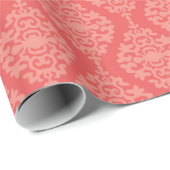 Elegant koraal en wit Damask Patroon Cadeaupapier (Rol Hoek)