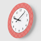 Elegant koraal en wit Damask Patroon Grote Klok (Hoek)